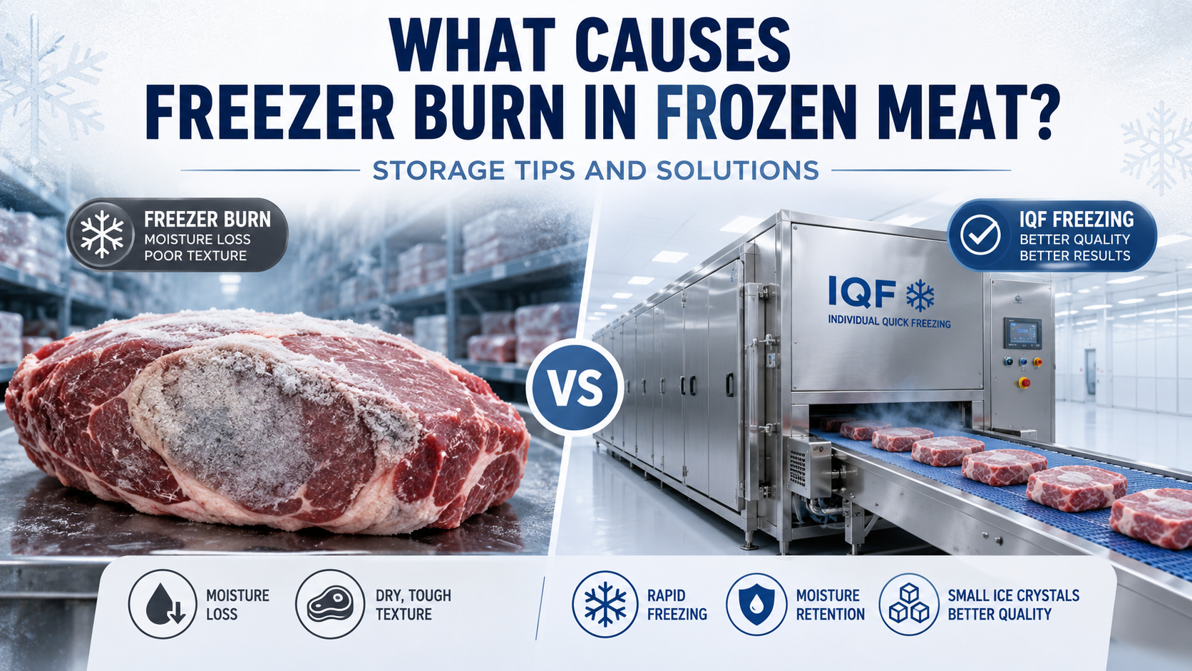 O que causa queimadura de congelamento em carne congelada? Dicas e solu&ccedil;&otilde;es de armazenamento